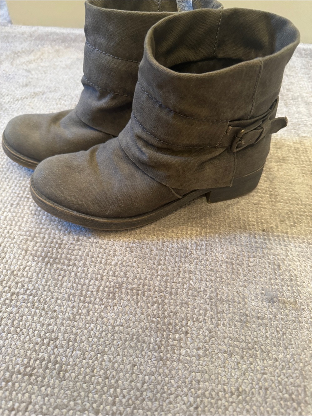 Rocket Dog Olive Green Slouchy Ankle Booties with Side Buckle